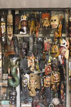 Close-up of masks in a store, New Delhi, India