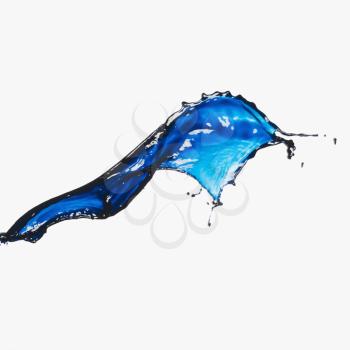Splash of blue paint on a white background