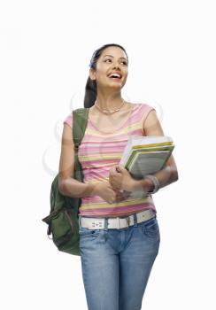 Female college student holding files