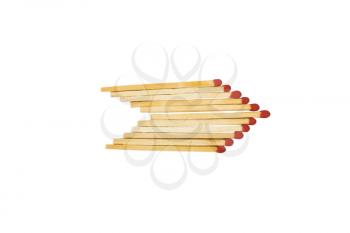 Matchsticks in the form of arrow shape