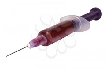 Blood sample in a syringe
