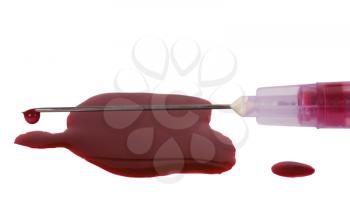 Blood with a syringe