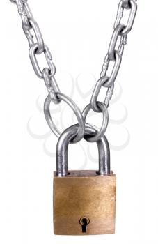Close-up of a padlock with a chain