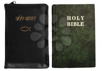 Close-up of the Bible books