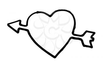 Outline of a heart with arrow