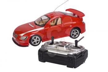Remote controlled toy car with a game controller