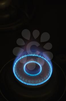 Close-up of flames on a gas stove
