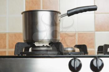 Close-up of a saucepan on a stove