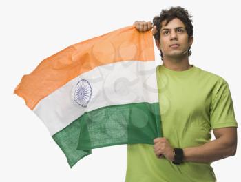 Man holding an Indian flag