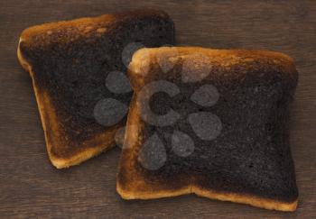 Close-up of burnt toasts