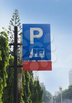 Close-up of a parking sign, Bangalore, Karnataka, India