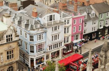 High angle view of buildings in a city, Oxford, Oxfordshire, England