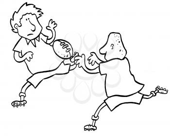Royalty Free Clipart Image of People Playing Football