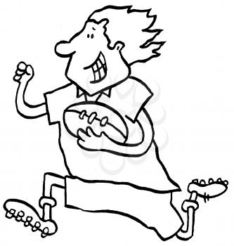 Royalty Free Clipart Image of a Man Running With a Football