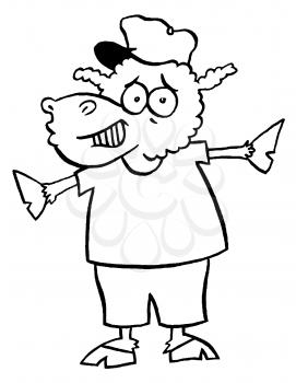 Royalty Free Clipart Image of a Sheep in Clothes