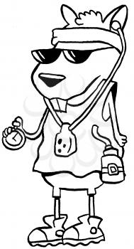 Royalty Free Clipart Image of a Rodent in Exercise Clothes