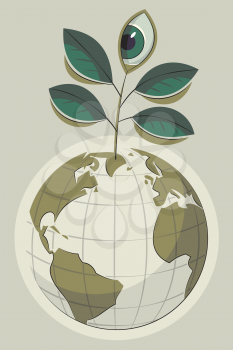 Royalty Free Clipart Image of a Leafs Sprouting From Earth