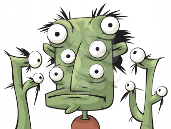 Royalty Free Clipart Image of a Many-Eyed Alien