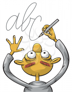 Royalty Free Clipart Image of a Person Writing ABC