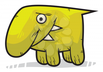 Royalty Free Clipart Image of a Strange Creature Looking Sad