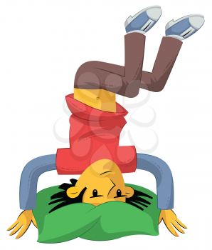 Royalty Free Clipart Image of a Man Doing a Handstand