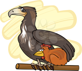Royalty Free Clipart Image of an Eagle and Chicken