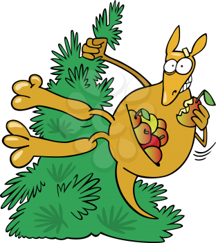 Royalty Free Clipart Image of a Kangaroo in a Tree