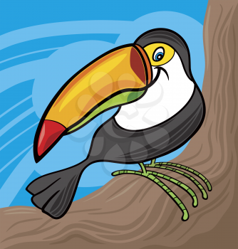 Royalty Free Clipart Image of a Toucan in a Tree