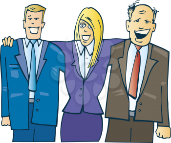 Royalty Free Clipart Image of a Businesswoman With Two Businessmen
