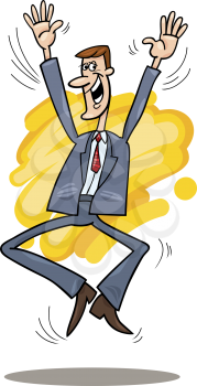 Royalty Free Clipart Image of a Happy Businessman Jumping