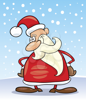 Royalty Free Clipart Image of Santa in the Snow