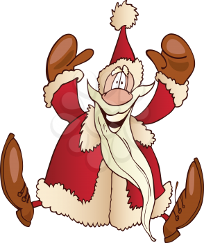 Royalty Free Clipart Image of a Jumping Santa Claus
