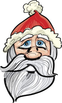 Royalty Free Clipart Image of a Drawing of Santa's Face