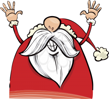 Royalty Free Clipart Image of Santa With His Arms Raised