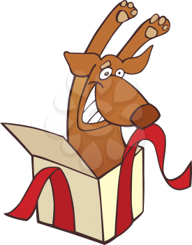 Royalty Free Clipart Image of a Dog in a Gift Box
