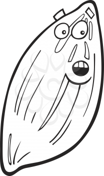 Royalty Free Clipart Image of a Cartoon Almond for Colouring