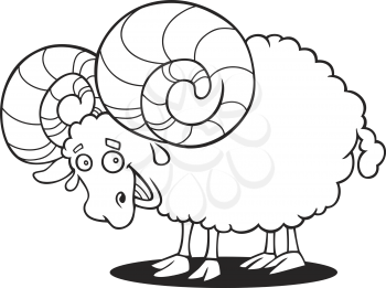 Royalty Free Clipart Image of a Funny Ram Sheep for Colouring