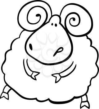 Royalty Free Clipart Image of a Ram Sheep for Colouring