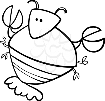 cartoon Illustration of cancer zodiac sign for coloring book