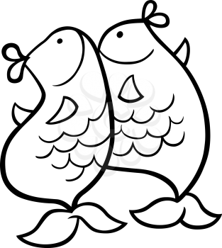 Royalty Free Clipart Image of Two Fishes Representing Pisces