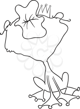 Royalty Free Clipart Image of a Frog Prince Ready to Kiss