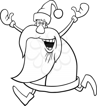 Royalty Free Clipart Image of a Happy Santa for Colouring