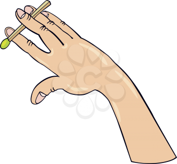 Royalty Free Clipart Image of a Hand Doing a Trick With a Match