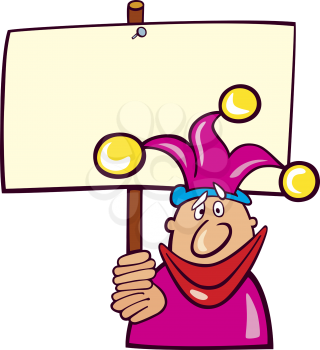 Royalty Free Clipart Image of a Jester With a Board