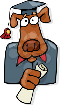 Royalty Free Clipart Image of a Dog With a Diploma