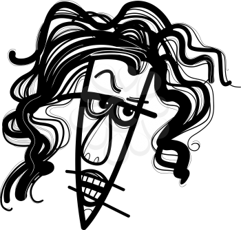 Royalty Free Clipart Image of an Angry Woman Sketch
