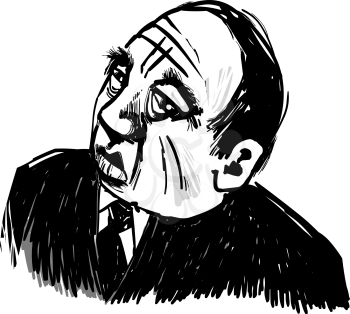 Royalty Free Clipart Image of a Caricature of an Old Gangster