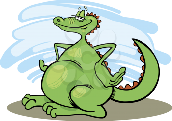Royalty Free Clipart Image of a Cheerful Dragon