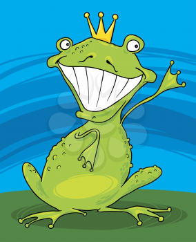 Royalty Free Clipart Image of a Happy Frog Prince