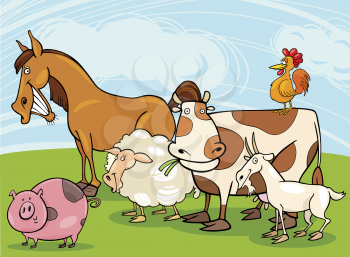Royalty Free Clipart Image of a Group of Farm Animals